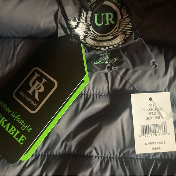 Urban Republic nylon, Packable Puffer Jacket, Size 5/6 Red NWT WARM. - Picture 9 of 10